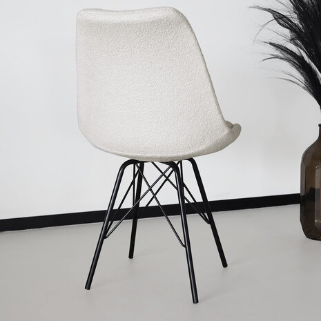 Lizzely Garden & Living Eetkamerstoel Viga gebroken wit teddy eetstoel