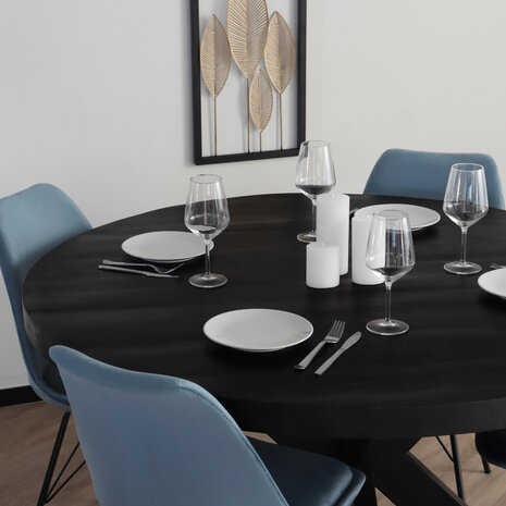 Lizzely Garden & Living Eettafel rond mangohout 130cm Jones zwart ronde industriële tafel duurzaam mango eetkamertafel