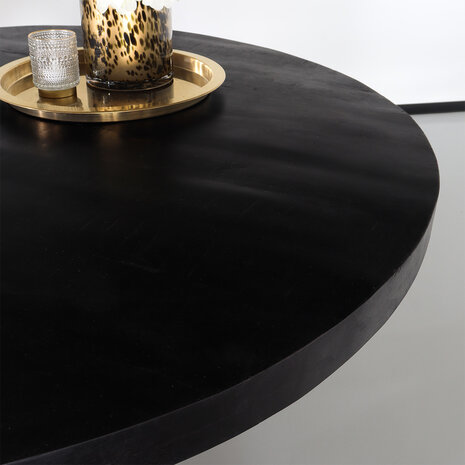 Lizzely Garden & Living Eettafel rond mangohout 130cm Jones zwart ronde industriële tafel duurzaam mango eetkamertafel