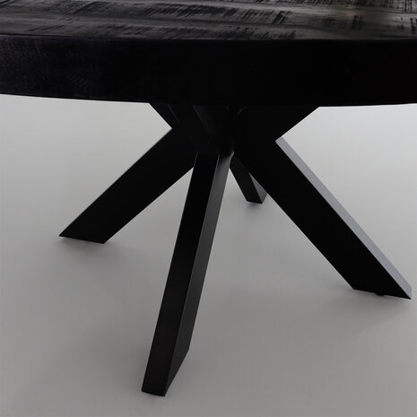 Lizzely Garden & Living Eettafel rond mangohout 150cm Jones zwart ronde industriële tafel duurzaam mango eetkamertafel Lizzely Garden & Living Eettafel rond mangohout 150cm Jones zwart ronde industriële tafel duurzaam mango eetkamertafel