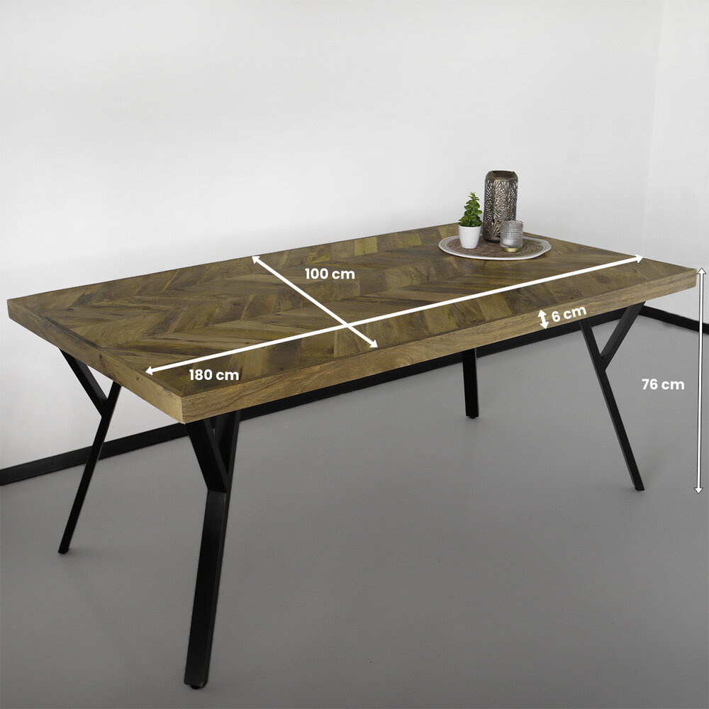Eettafel visgraat Danae 180x100cm tafel rechthoekig duurzaam mangohout mango eetkamertafel Eettafel visgraat Danae 180x100cm tafel rechthoekig duurzaam mangohout mango eetkamertafel