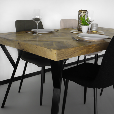 Lizzely Garden & Living Eettafel visgraat Danae 180x100cm tafel rechthoekig duurzaam mangohout mango eetkamertafel Lizzely Garden & Living Eettafel visgraat Danae 180x100cm tafel rechthoekig duurzaam mangohout mango eetkamertafel