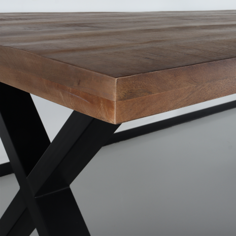 Lizzely Garden & Living Eettafel rechthoek Xavier 200cm duurzaam mangohout tafel met X-poot mango eetkamertafel rechthoekig