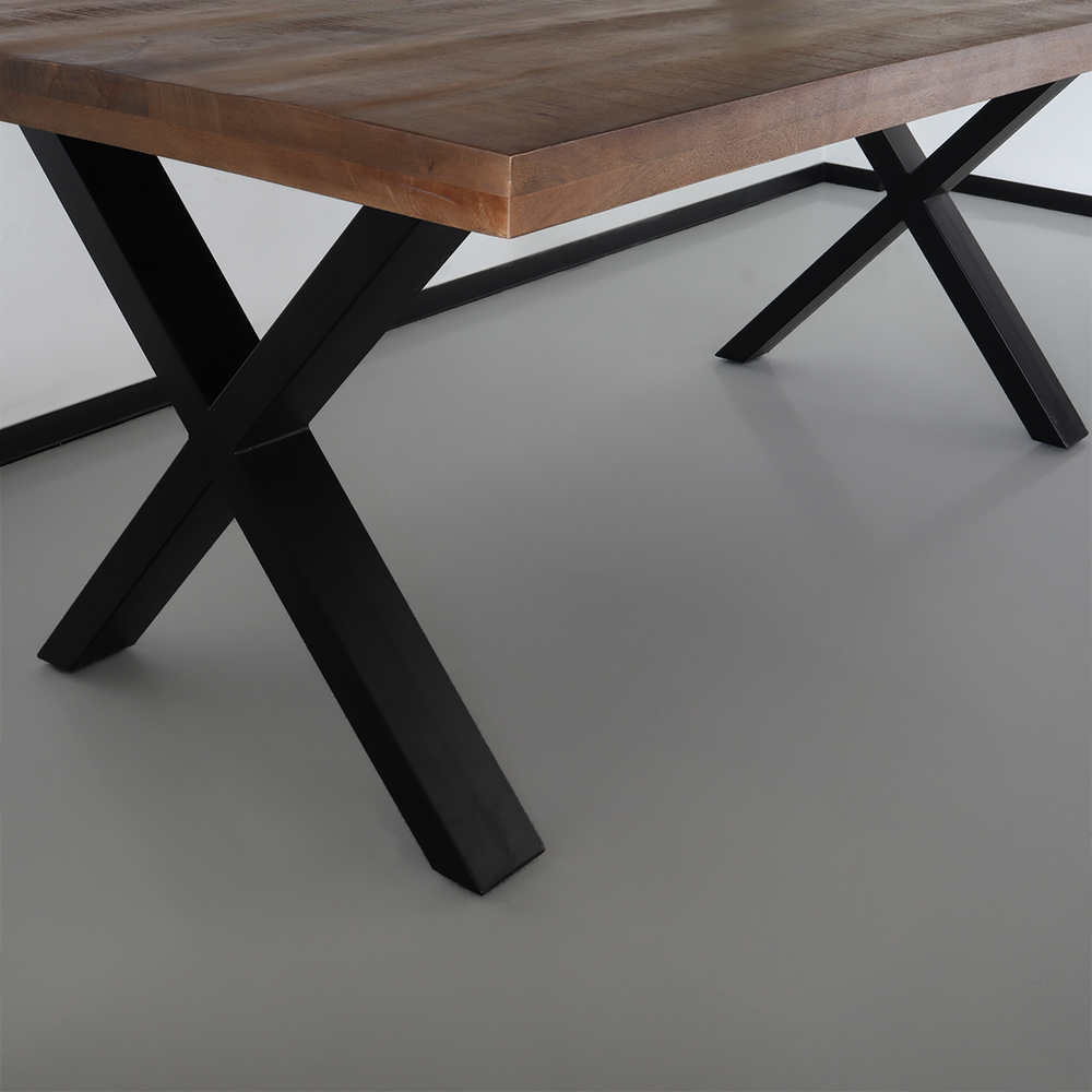 Eettafel rechthoek Xavier 200cm duurzaam mangohout tafel met X-poot mango eetkamertafel rechthoekig
