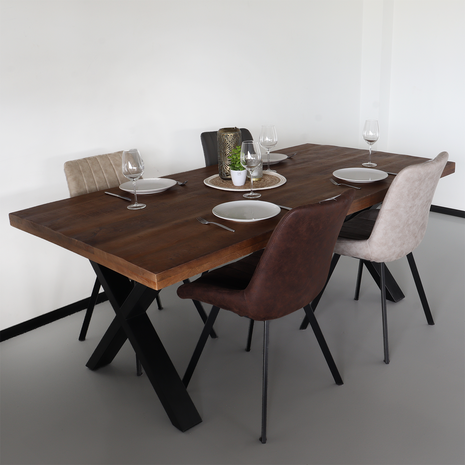 Lizzely Garden & Living Eettafel rechthoek Xavier 200cm duurzaam mangohout tafel met X-poot mango eetkamertafel rechthoekig