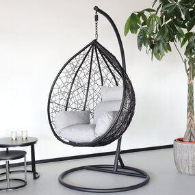 Lizzely Garden & Living Egg hangstoel zwart roundabout ei stoel hang Lizzely Garden & Living Egg hangstoel zwart roundabout ei stoel hang