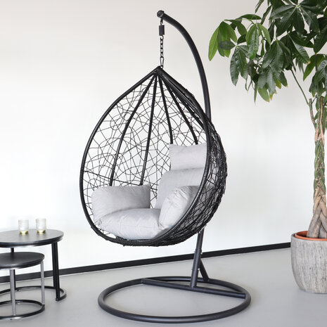 Lizzely Garden & Living Egg hangstoel zwart roundabout ei stoel hang Lizzely Garden & Living Egg hangstoel zwart roundabout ei stoel hang