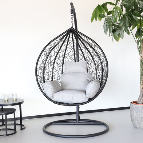 Lizzely Garden & Living Egg hangstoel zwart roundabout ei stoel hang Lizzely Garden & Living Egg hangstoel zwart roundabout ei stoel hang