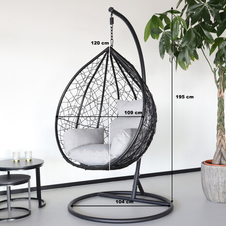 Lizzely Garden & Living Egg hangstoel zwart roundabout ei stoel hang Lizzely Garden & Living Egg hangstoel zwart roundabout ei stoel hang