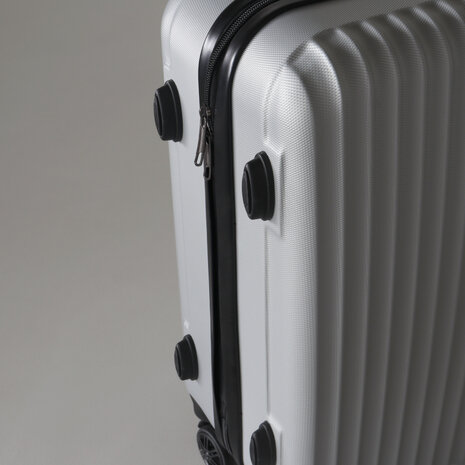 Lizzely Garden & Living Handbagage koffer 55cm zilver 4 wielen trolley met pin slot reiskoffer