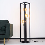 Lizzely Garden & Living Industriële vloerlamp Tommy staande lamp zwart goud