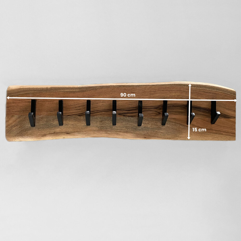 Kapstok David Industrieel Lengte 90cm Acacia hout