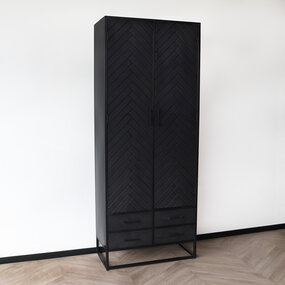 Lizzely Garden & Living Kast zwart Bassie mangohout visgraat 200cm hoog wandkast mango Lizzely Garden & Living Kast zwart Bassie mangohout visgraat 200cm hoog wandkast mango