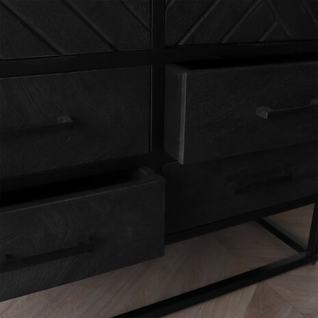 Lizzely Garden & Living Kast zwart Bassie mangohout visgraat 200cm hoog wandkast mango Lizzely Garden & Living Kast zwart Bassie mangohout visgraat 200cm hoog wandkast mango