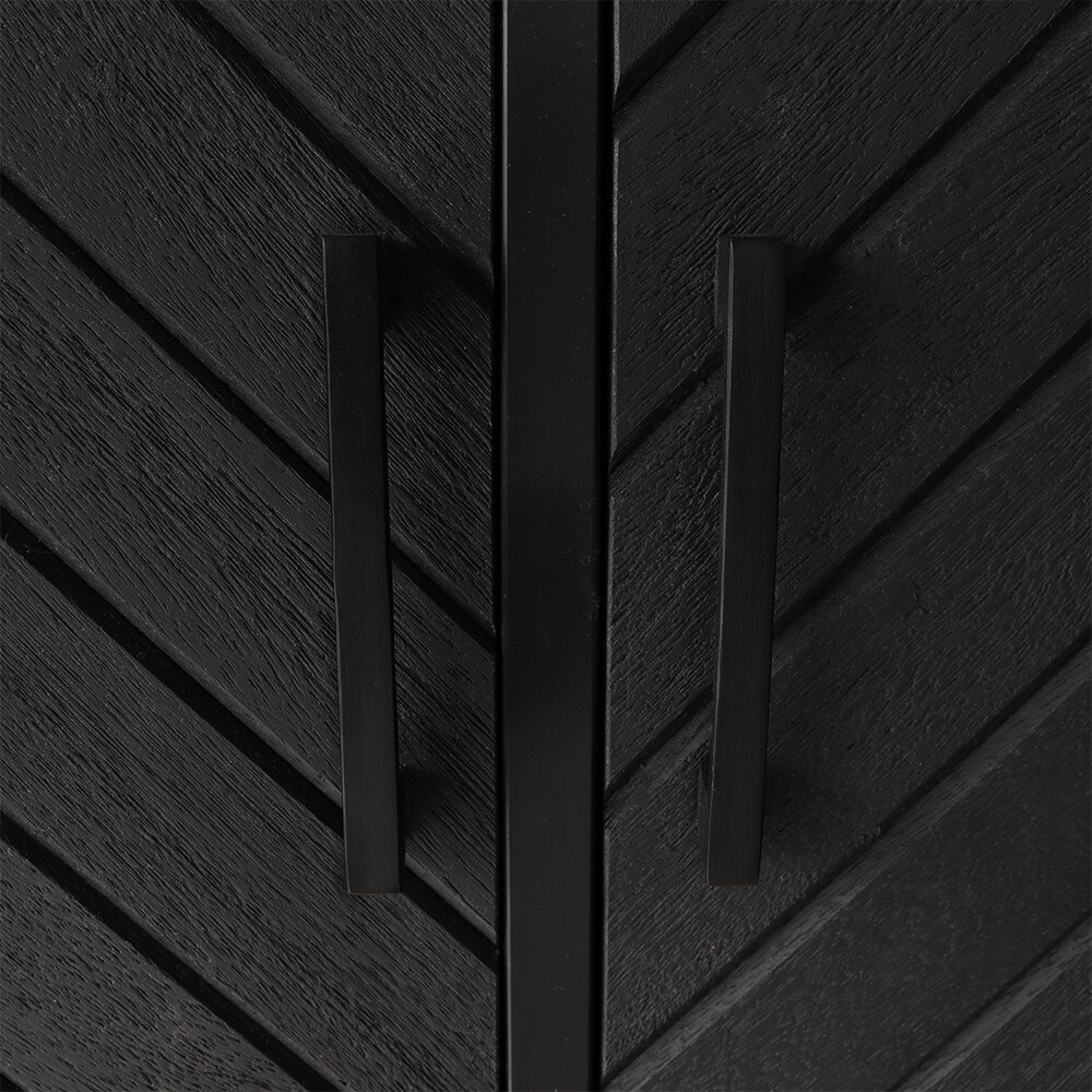 Kast zwart Bassie mangohout visgraat 200cm hoog wandkast mango Kast zwart Bassie mangohout visgraat 200cm hoog wandkast mango