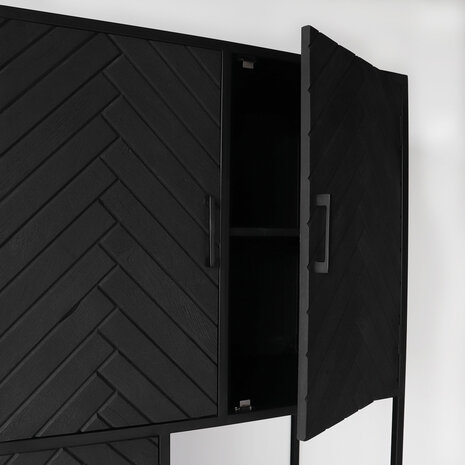 Lizzely Garden & Living Kast zwart industrieel Blako duurzaam mangohout visgraat 200cm hoog vakkenkast wandkast mango Lizzely Garden & Living Kast zwart industrieel Blako duurzaam mangohout visgraat 200cm hoog vakkenkast wandkast mango