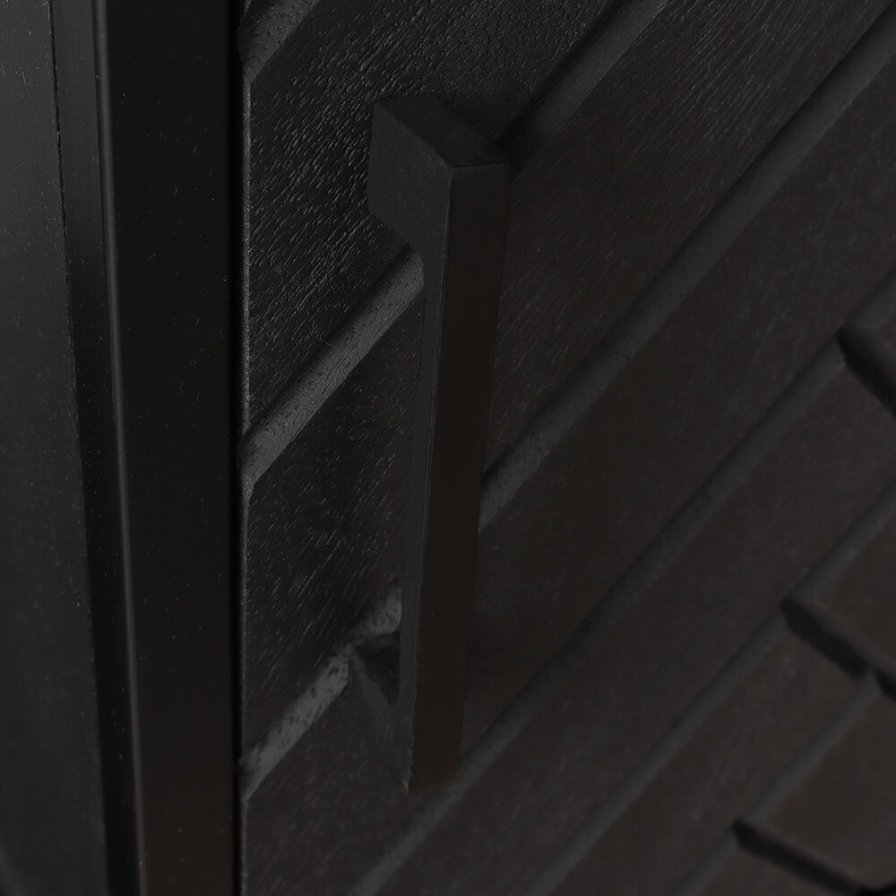 Kast zwart industrieel Blako duurzaam mangohout visgraat 200cm hoog vakkenkast wandkast mango Kast zwart industrieel Blako duurzaam mangohout visgraat 200cm hoog vakkenkast wandkast mango