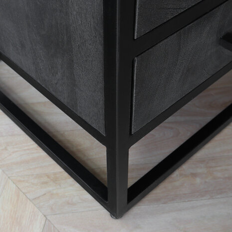 Lizzely Garden & Living Kast zwart industrieel Blako duurzaam mangohout visgraat 200cm hoog vakkenkast wandkast mango Lizzely Garden & Living Kast zwart industrieel Blako duurzaam mangohout visgraat 200cm hoog vakkenkast wandkast mango