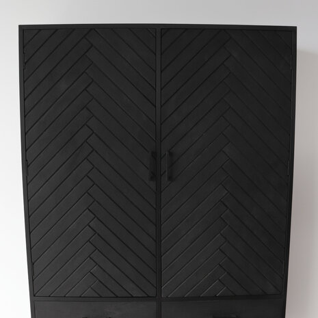 Lizzely Garden & Living Kast zwart industrieel Flako mangohout visgraat 180cm hoog vakkenkast wandkast duurzaam mango Lizzely Garden & Living Kast zwart industrieel Flako mangohout visgraat 180cm hoog vakkenkast wandkast duurzaam mango
