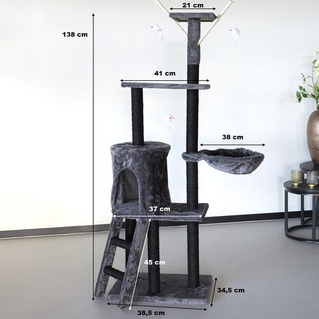 Lizzely Garden & Living Katten Krabpaal Saar Zwart/Grijs Kattenhuis