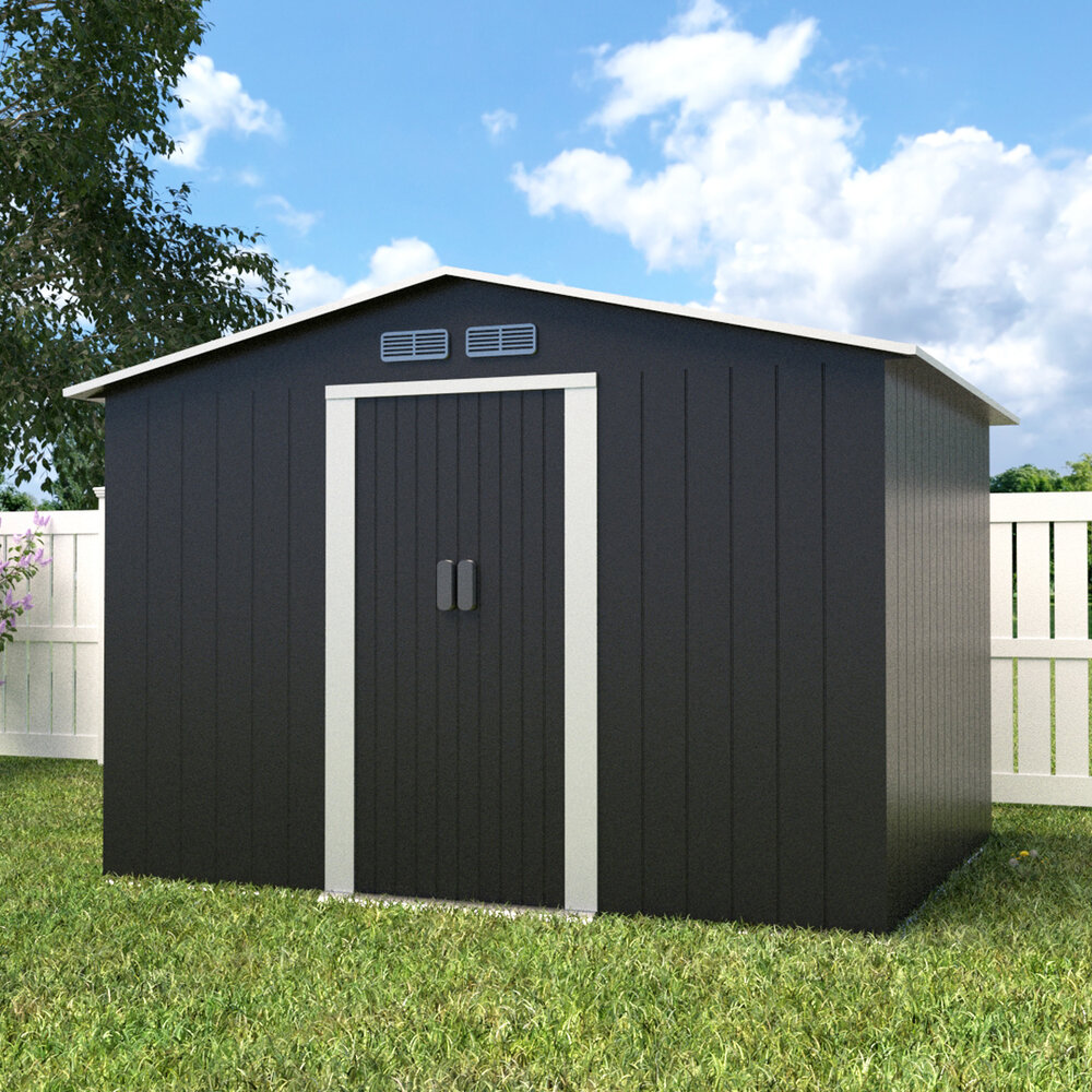 Metalen tuinhuisje (10,5 m3) Antraciet HOOG MEDIUM HxBxD: 202x258x207cm