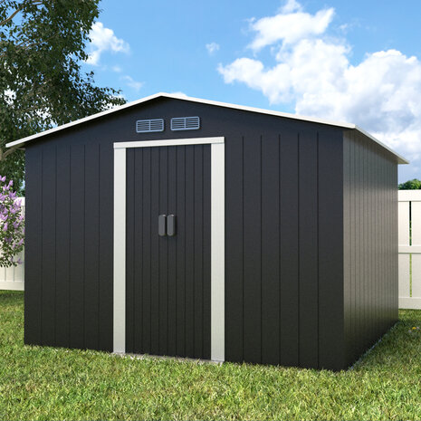 Lizzely Garden & Living Metalen tuinhuisje (13,5 m3) Antraciet HOOG GROOT HxBxD: 202x258x258cm