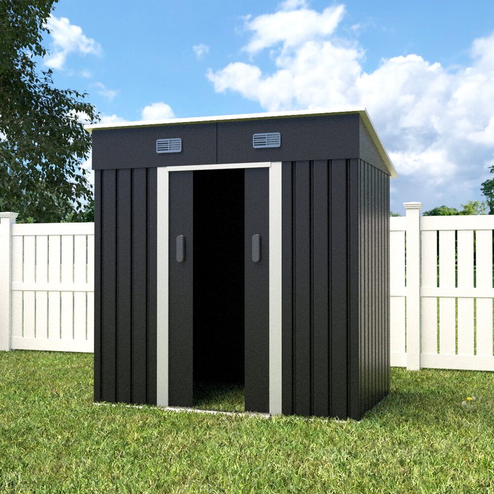 Metalen tuinhuisje (4,3 m3) antraciet klein berging schuur HxBxD: 182x194x121cm Metalen tuinhuisje (4,3 m3) antraciet klein berging schuur HxBxD: 182x194x121cm