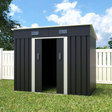 Lizzely Garden & Living Metalen tuinhuisje (5,6 m3) antraciet breed klein berging schuur HxBxD: 182x238x131cm