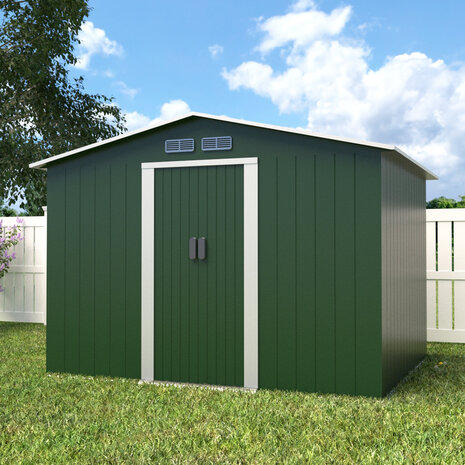 Lizzely Garden & Living Metalen tuinhuisje (9,3 m3) groen medium berging schuur HxBxD: 179x258x207cm Lizzely Garden & Living Metalen tuinhuisje (9,3 m3) groen medium berging schuur HxBxD: 179x258x207cm
