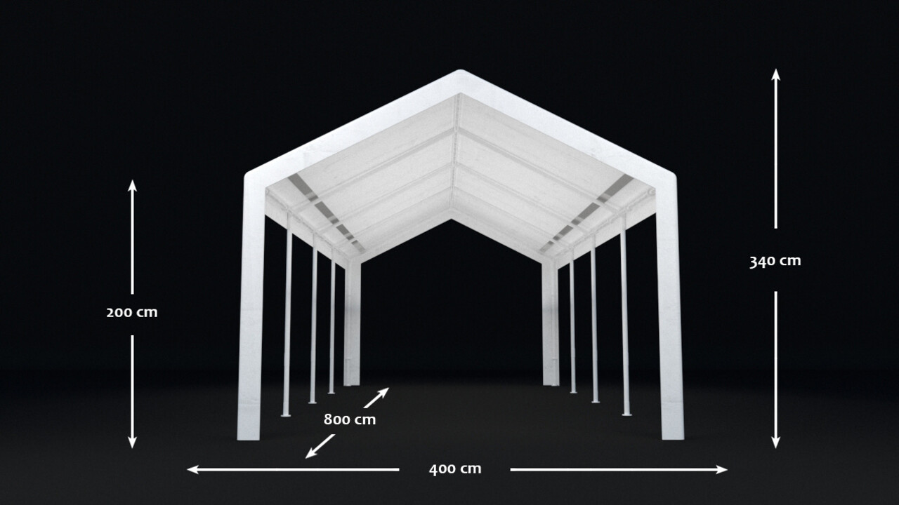 Partytent 4x8m grijs semi professioneel