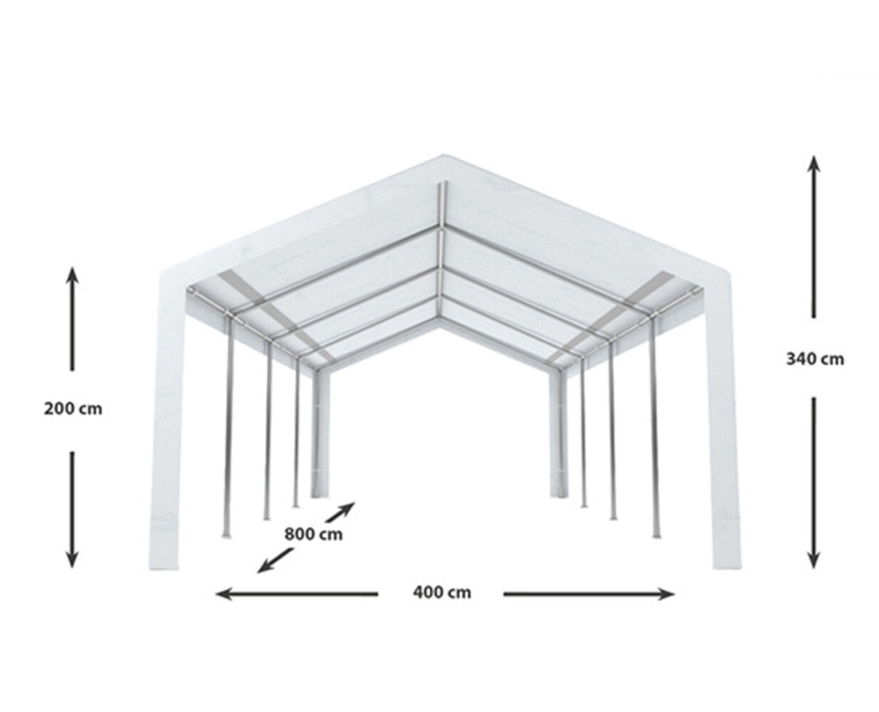 Partytent 4x8m Premium gegalvaniseerde buizen Partytent 4x8m Premium gegalvaniseerde buizen