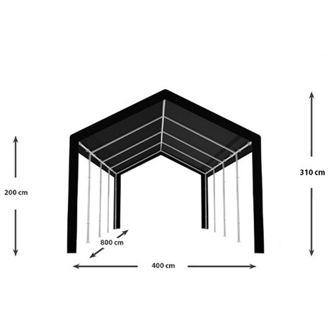 Lizzely Garden & Living Partytent 4x8m zwart semi professioneel