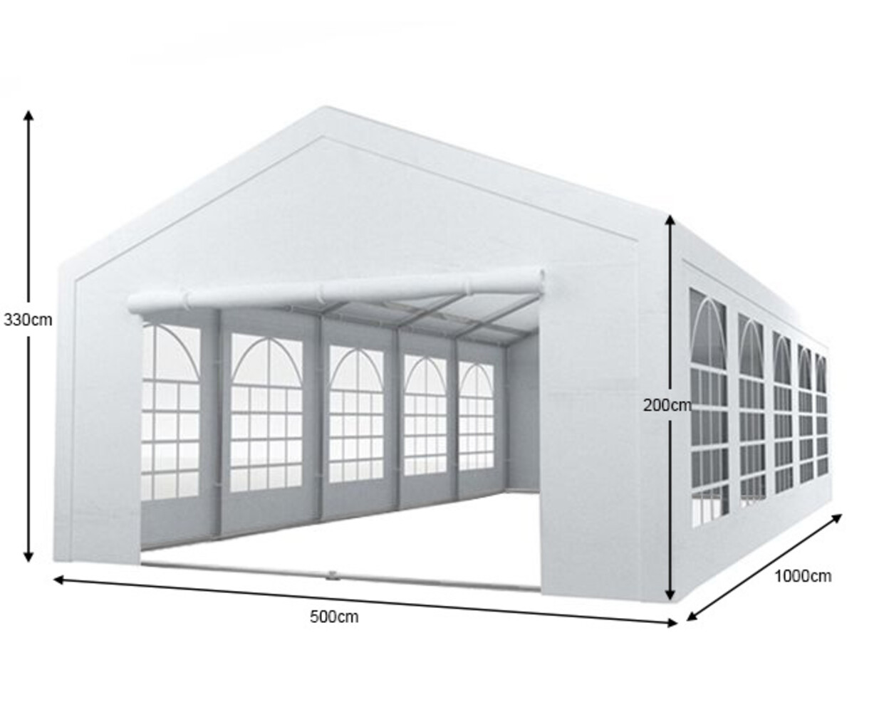 Partytent 5x10m PVC met grondframe brandvertragend Partytent 5x10m PVC met grondframe brandvertragend