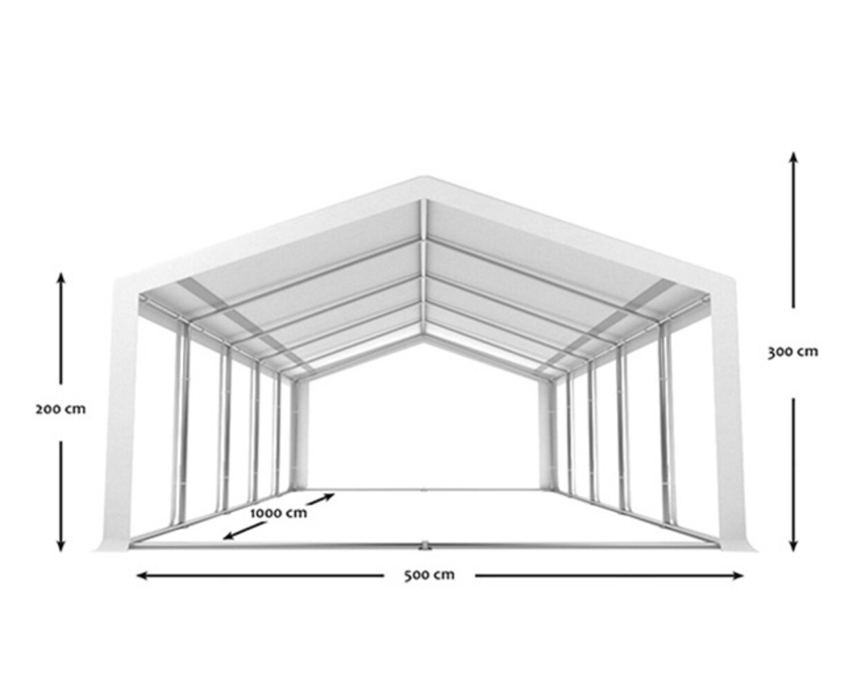 Partytent 5x10m PVC met grondframe brandvertragend Partytent 5x10m PVC met grondframe brandvertragend