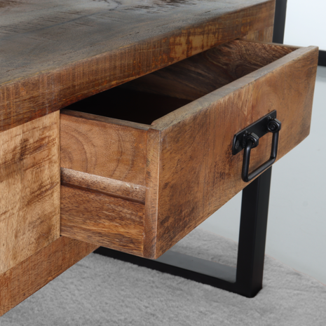 Lizzely Garden & Living Salontafel mangohout Kai met lades 120cm industrieel duurzaam massief hout mango Lizzely Garden & Living Salontafel mangohout Kai met lades 120cm industrieel duurzaam massief hout mango