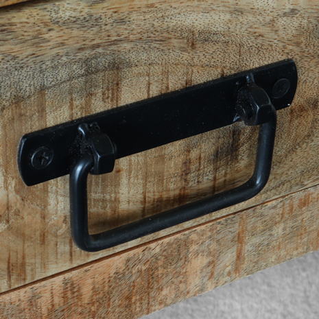 Lizzely Garden & Living Salontafel mangohout Kai met lades 120cm industrieel duurzaam massief hout mango Lizzely Garden & Living Salontafel mangohout Kai met lades 120cm industrieel duurzaam massief hout mango