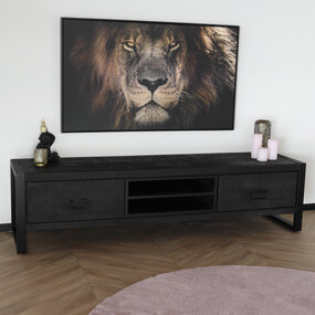 Lizzely Garden & Living TV meubel industrieel Avelyn zwart duurzaam mangohout 180cm lengte mango Lizzely Garden & Living TV meubel industrieel Avelyn zwart duurzaam mangohout 180cm lengte mango