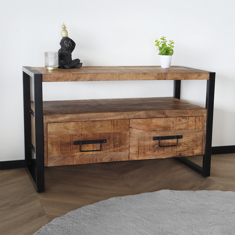 TV meubel mangohout Ilse industrieel 100cm duurzaam massief hout mango TV meubel mangohout Ilse industrieel 100cm duurzaam massief hout mango