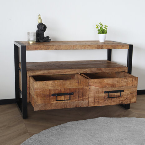 Lizzely Garden & Living TV meubel mangohout Ilse industrieel 100cm duurzaam massief hout mango Lizzely Garden & Living TV meubel mangohout Ilse industrieel 100cm duurzaam massief hout mango