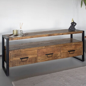 Lizzely Garden & Living TV meubel mangohout Ilse industrieel 150cm duurzaam massief hout mango Lizzely Garden & Living TV meubel mangohout Ilse industrieel 150cm duurzaam massief hout mango