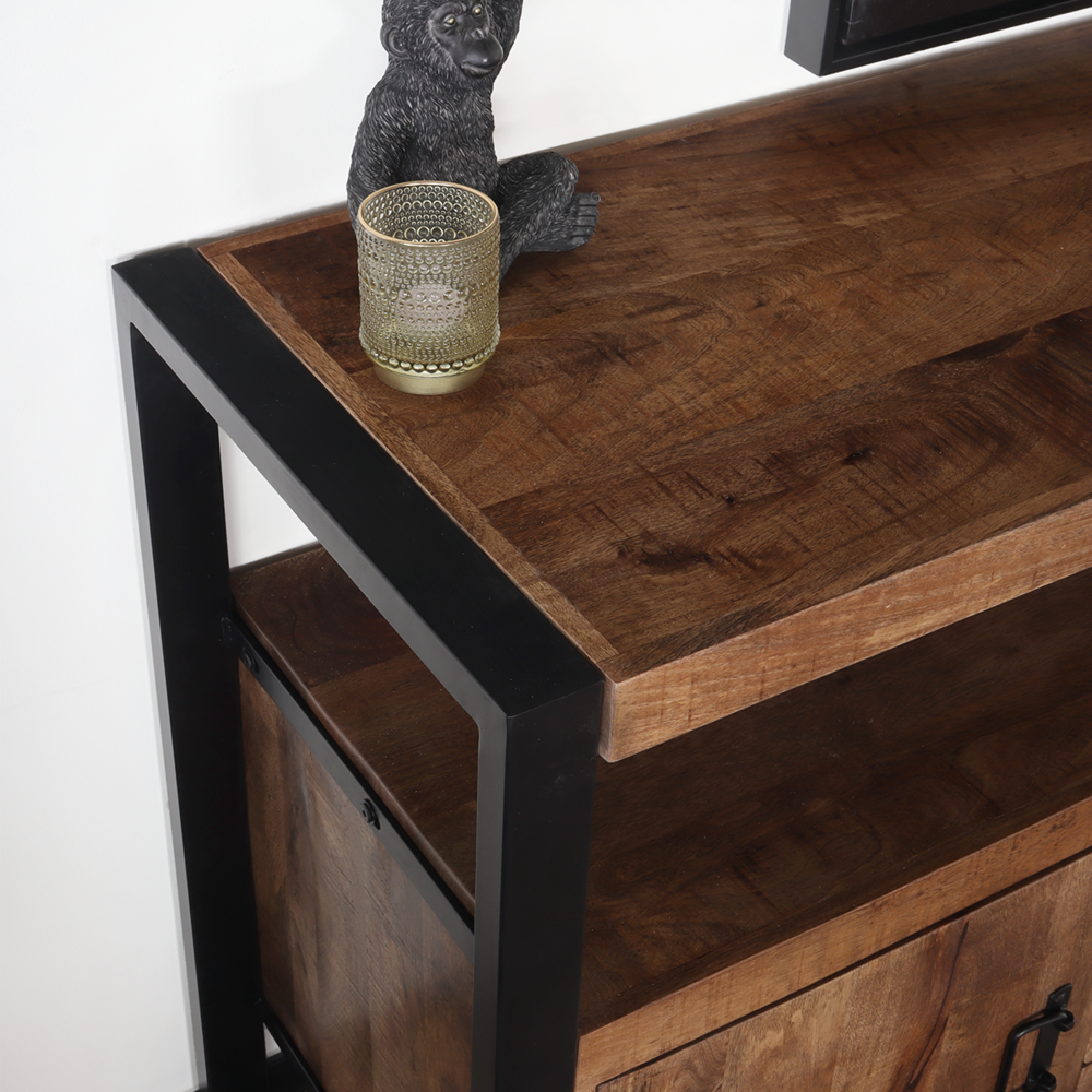 TV meubel mangohout Robin 135cm industrieel duurzaam massief hout mango TV meubel mangohout Robin 135cm industrieel duurzaam massief hout mango
