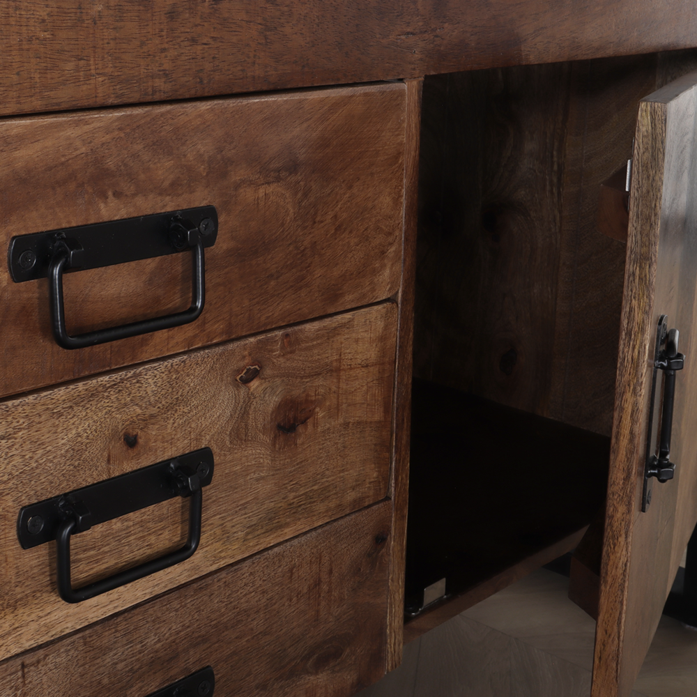 TV meubel mangohout Robin 135cm industrieel duurzaam massief hout mango TV meubel mangohout Robin 135cm industrieel duurzaam massief hout mango