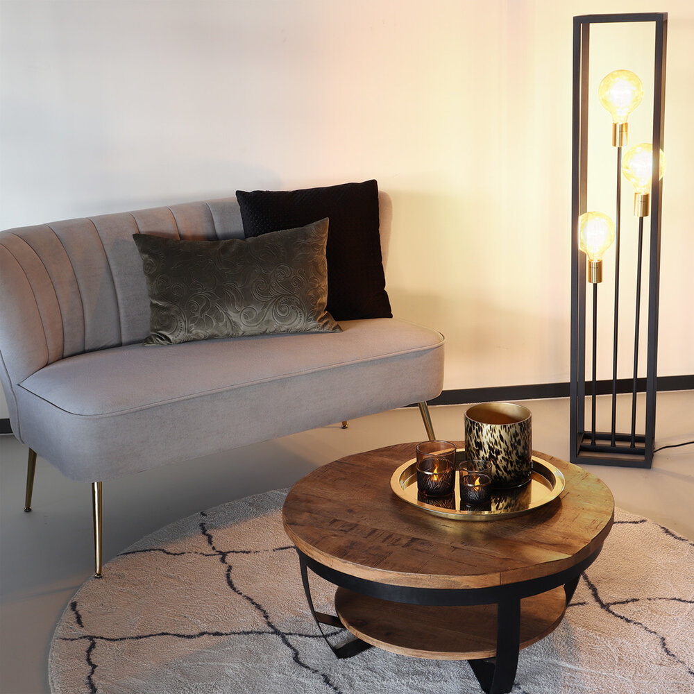 Vloerkleed rond moroccan 180cm wit zwart perzisch oosters tapijt