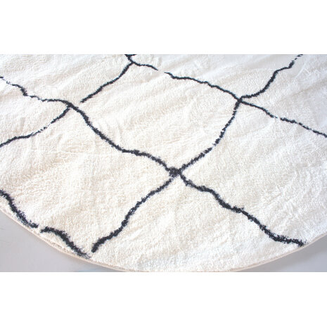 Lizzely Garden & Living Vloerkleed rond moroccan 180cm wit zwart perzisch oosters tapijt