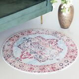 Lizzely Garden & Living Vloerkleed rond vintage 100cm wit rood perzisch oosters tapijt