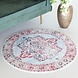 Lizzely Garden & Living Vloerkleed rond vintage 100cm wit rood perzisch oosters tapijt