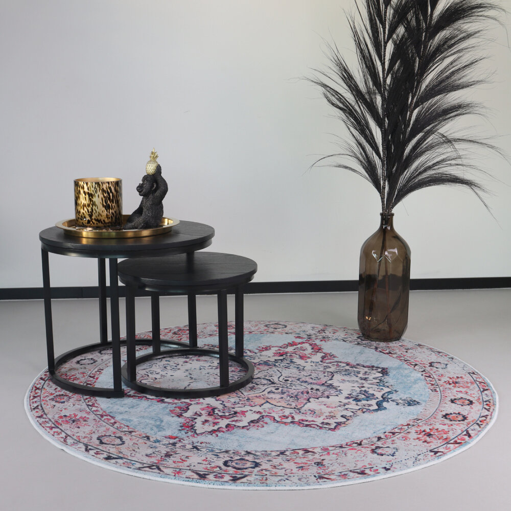 Vloerkleed rond vintage 140cm wit rood perzisch oosters tapijt Vloerkleed rond vintage 140cm wit rood perzisch oosters tapijt