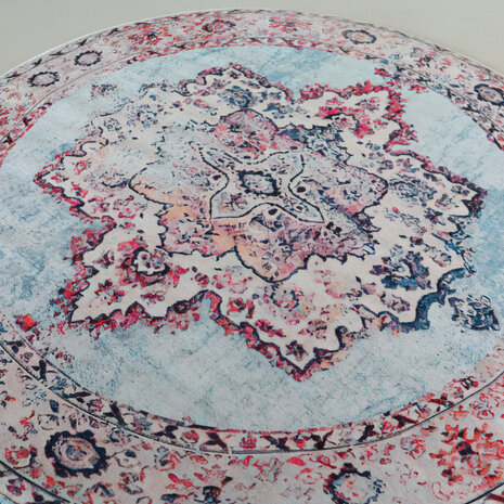 Lizzely Garden & Living Vloerkleed rond vintage 140cm wit rood perzisch oosters tapijt Lizzely Garden & Living Vloerkleed rond vintage 140cm wit rood perzisch oosters tapijt