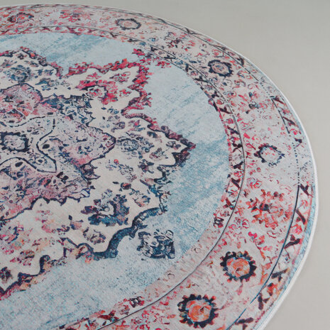 Lizzely Garden & Living Vloerkleed rond vintage 140cm wit rood perzisch oosters tapijt Lizzely Garden & Living Vloerkleed rond vintage 140cm wit rood perzisch oosters tapijt