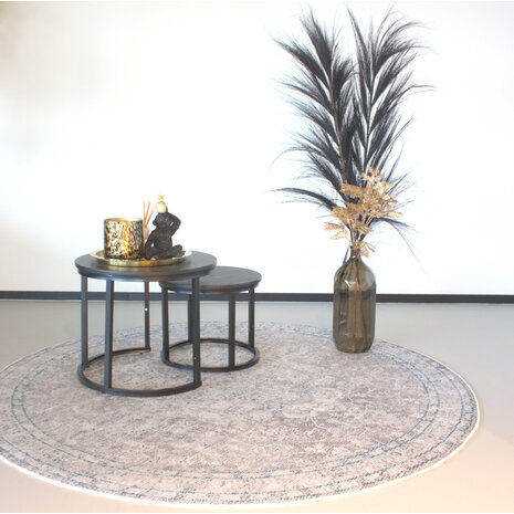 Lizzely Garden & Living Vloerkleed rond vintage 180cm wit dof blauw perzisch oosters tapijt Lizzely Garden & Living Vloerkleed rond vintage 180cm wit dof blauw perzisch oosters tapijt